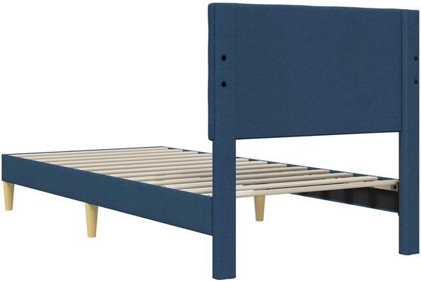 vidaXL Bettrahmen mit Kopfteil Blau 90 x 200 cm Stoff 42027772 Bild 6