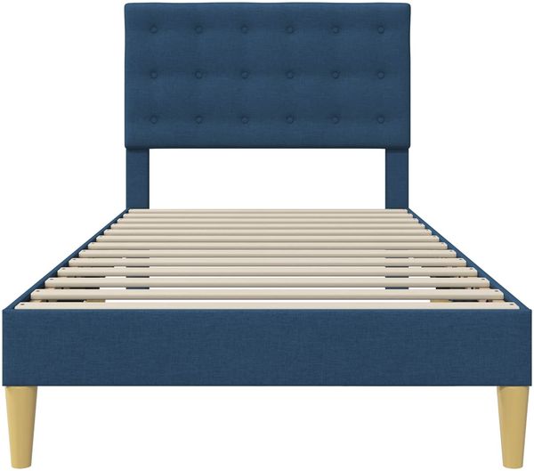 vidaXL Bettrahmen mit Kopfteil Blau 90 x 200 cm Stoff 42027772 Bild 4