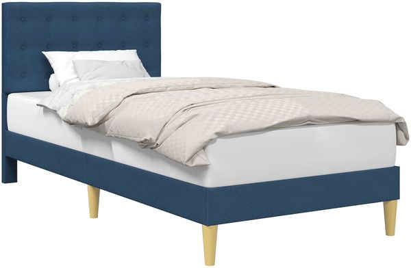 vidaXL Bettrahmen mit Kopfteil Blau 90 x 200 cm Stoff 42027772 Bild 2
