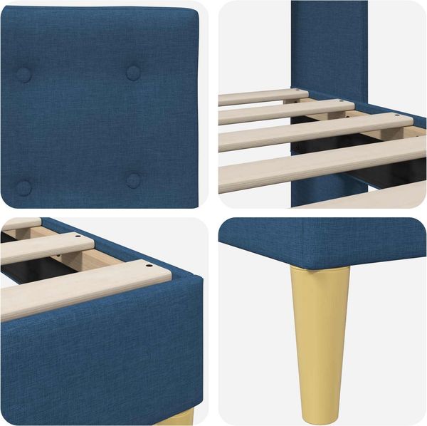 vidaXL Bettrahmen mit Kopfteil Blau 90 x 200 cm Stoff 42027772 Bild 7