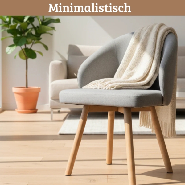 DELUKE® Esszimmerstühle 2er Set ERIK - Stoffbezug, Eichenholz Beine| Gepolsterte Sitzfläche | Skandinavisch Minimalistisch, Stühle Esszimmer | Hellgrau Bild 5