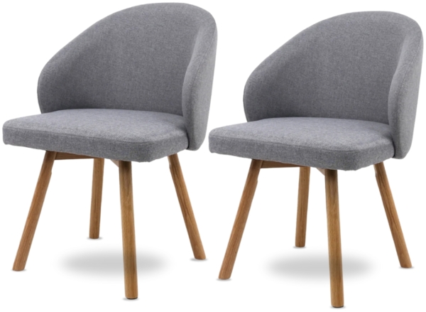 DELUKE® Esszimmerstühle 2er Set ERIK - Stoffbezug, Eichenholz Beine| Gepolsterte Sitzfläche | Skandinavisch Minimalistisch, Stühle Esszimmer | Hellgrau Bild 7