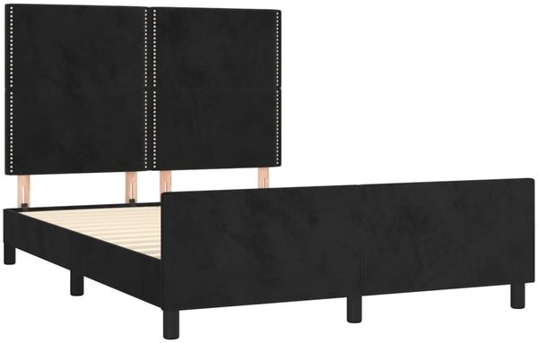 Bettgestell mit Kopfteil Samt Schwarz 140x190 cm Bild 4