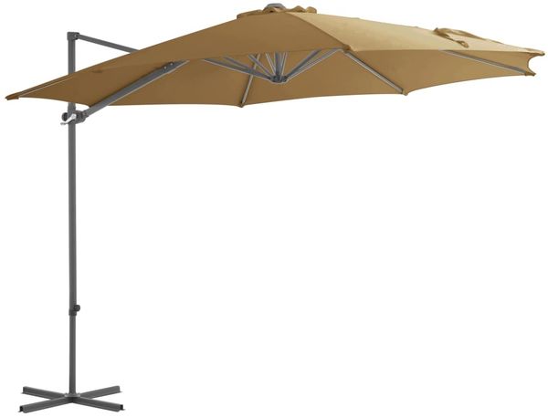 vidaXL Ampelschirm mit Stahl-Mast 300 cm Taupe 44631