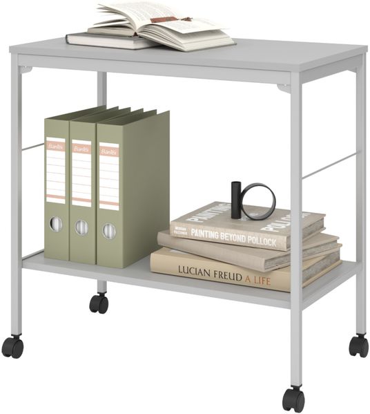 bümö Aktenwagen mit Rollen als fahrbare Ablage von Aktenordner & Co in grau, 1679-5