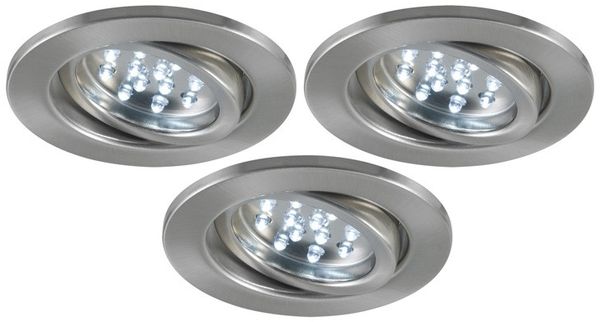 Nice Price Basic Einbauleuchten Set schwenkbar LED 3x0,8W 230V 51mm Eisen gebürstet/Metall3141
