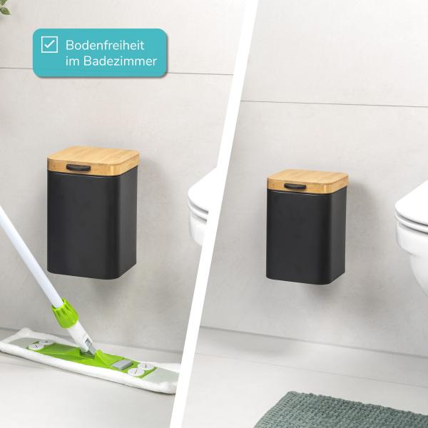 bremermann Kosmetikeimer Wand-Kosmetikeimer 3 l, Badmülleimer 2-Wege-Montage, eckig Bild 2