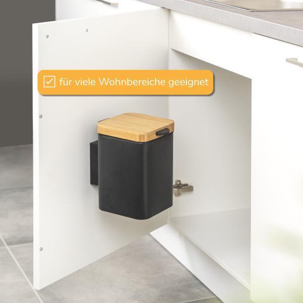 bremermann Kosmetikeimer Wand-Kosmetikeimer 3 l, Badmülleimer 2-Wege-Montage, eckig Bild 5