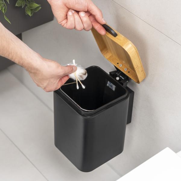 bremermann Kosmetikeimer Wand-Kosmetikeimer 3 l, Badmülleimer 2-Wege-Montage, eckig Bild 8