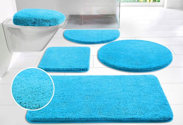 OTTO home Badematte Merida, Badvorleger, Badezimmer Teppich, Höhe 32 mm, rutschhemmend beschichtet, schnell trocknend, strapazierfähig, fußbodenheizungsgeeignet, Kunstfaser, 2-tlg. Stand-WC Set, Badteppich, Uni Farben, rechteckig, rund & als 2-tlg. Set...