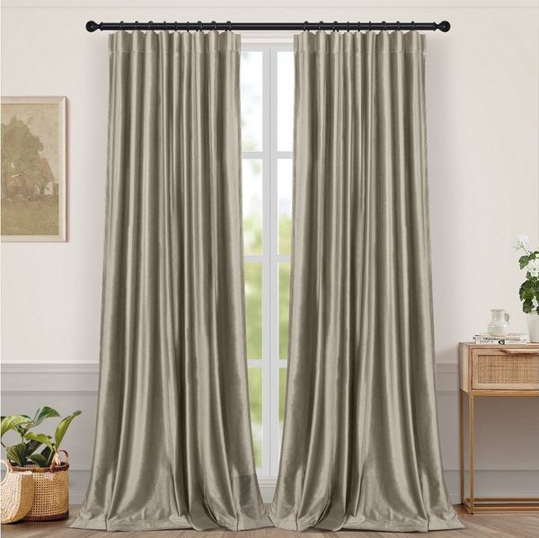 LMaxhome Verdunkelungsvorhang Samtvorhang Kräuselband Dicke Schwere Thermogardine Schlafzimmer Deko, (2 St) Verdunkelung Thermovorhang Blickdichte Wohnzimmer 132x213cm