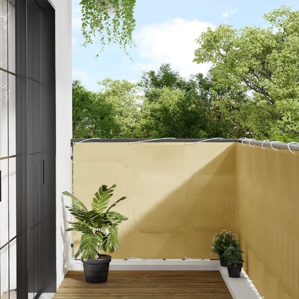 vidaXL Balkon-Sichtschutz Sandfarben 120x500 cm 100% Polyester-Oxford 4000037