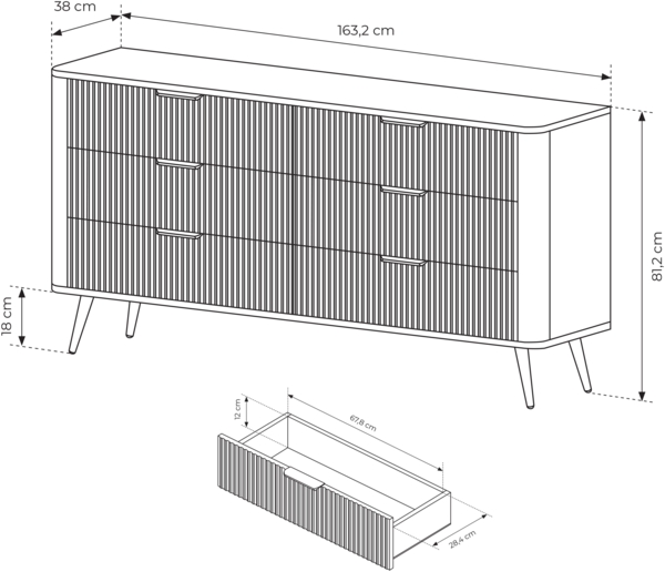 AX LIVING Kommode beige mit Schubladen Vespasia 163 6S - 163,2cm breit Bild 6