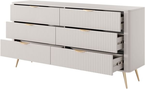 AX LIVING Kommode beige mit Schubladen Vespasia 163 6S - 163,2cm breit Bild 5