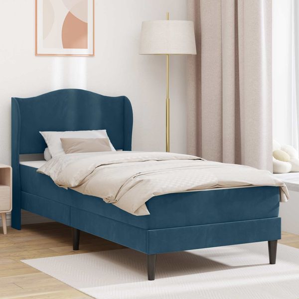 vidaXL Bettrahmen mit Kopfteil Blau 100x200 cm Samt 3415189