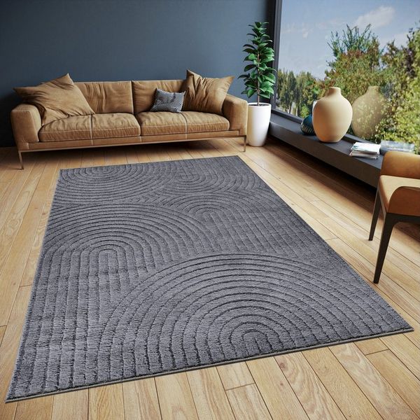 ELLE DECORATION Designteppich Cosy Panglao, auch als Rundteppich erhältlich, rechteckig, Höhe: 14 mm, uni Kurzflor, Hoch Tief Struktur, modern, Skandi, Boho, Wohnzimmer
