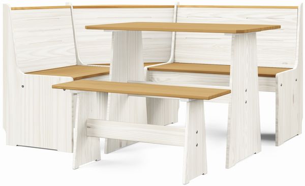 HTI-Living Eckbank Eckbankgruppe Marija (Set, 3-St, 1 Esstisch, 1 Eckbank mit Rücklehne, 1 Sitzbank), Esstisch Eck- und Sitzbank Landhausstil