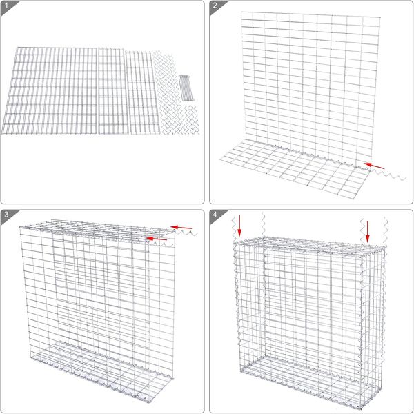 SONGMICS Gabionenkörbe, verzinkt, Metall silber, 100 x 90 x 30 cm, 4 Stück Bild 4