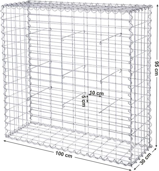 SONGMICS Gabionenkörbe, verzinkt, Metall silber, 100 x 90 x 30 cm, 4 Stück Bild 5