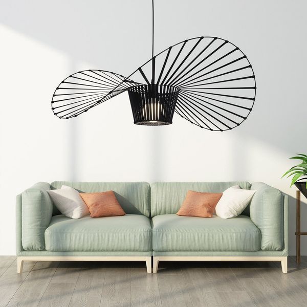 ZMH Hängelampe Wohnzimmer Pendelleuchte Schwarz - Esszimmerlampe Vertigo Esstisch 100CM Vintage E27 Höhenverstellbar Esszimmer Kreative Esstischlampe ohne Leuchtmittel