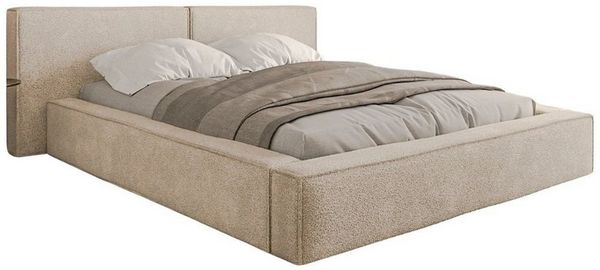 Compleo Polsterbett boucle mit Bettkasten und Lattenrost, Designerbett HEVE