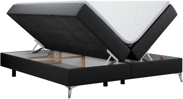Boxspringbett - Doppelbett mit Multipocket-Matratze - LESS -200x200 - Schwarz Kunstleder - H4 Bild 4
