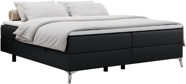 Boxspringbett - Doppelbett mit Multipocket-Matratze - LESS -200x200 - Schwarz Kunstleder - H4 Bild 3