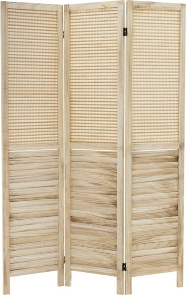ML-DESIGN Paravent Raumteiler Faltbarer Sichtschutz Indoor Stellwand Sichtschutzwand, Raumtrenner 3-teilig Osaka Natur 170x121cm Holz freistehend Trennwand