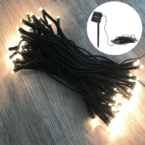 50er LED Solar Lichterkette Weihnachtsbeleuchtung warmweiß