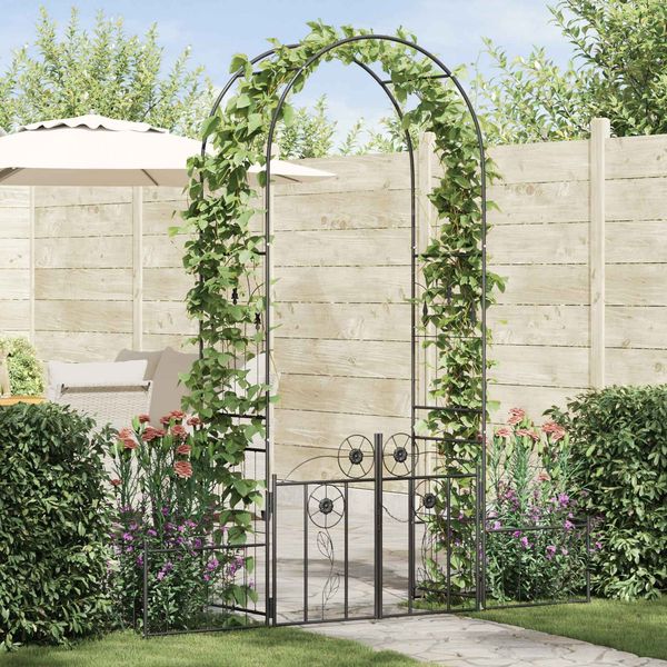 vidaXL Gartenbogen mit Schloss Schwarz 203 x 50 x 218 cm 42021346