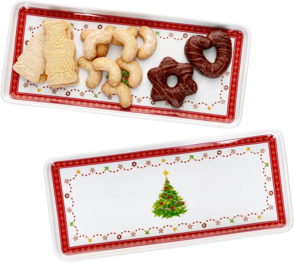 2x Weihnachtstraum Kuchenplatte rechteckig Porzellan Weihnachten