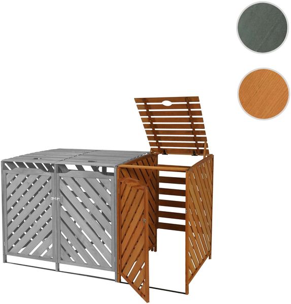 XL 1er-/2er-Mülltonnenverkleidung Erweiterung HWC-J44, Mülltonnenbox, 120x68x98cm Holz MVG-zertifiziert ~ braun Bild 9