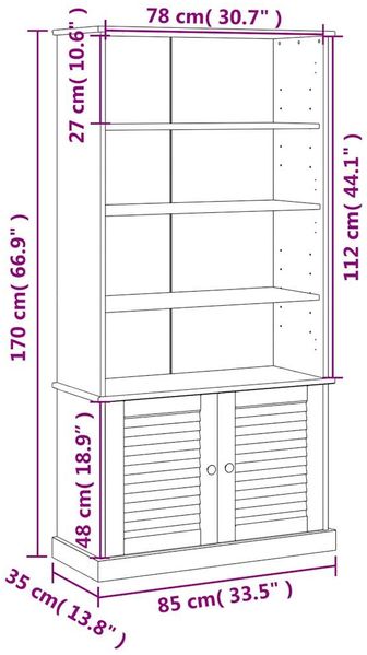 vidaXL Bücherregal VIGO Weiß 85x35x170 cm Massivholz Kiefer 353197 Bild 9