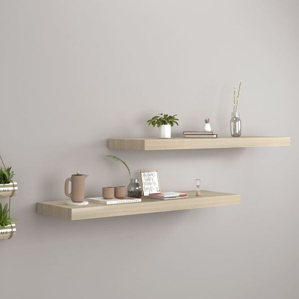 vidaXL Schweberegale 2 Stk. Eiche-Optik 80x23,5x3,8 cm MDF 323878