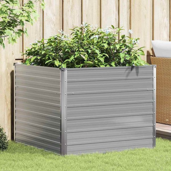 vidaXL Hochbeet 100 x 100 x 77 cm Verzinkter Stahl Grau 42407
