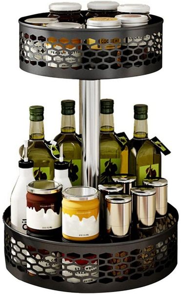 TUWENA Gewürzregal Gewürzregal, 360° Drehbar Küchen Organizer mit 2 Etagen, Drehteller