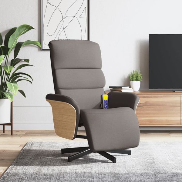 vidaXL Massagesessel mit Fußteil Taupe Stoff 356618