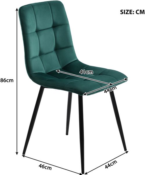 Merax Essgruppe (5-tlg),Esstisch mit 4 Stühlen Set, Moderner Küchentisch Set , Holzmaserung Küchentisch mit Schwarz Metallbeinen, MDF Tischplatte in Walnussfarbe,Dunkelgrün Samt Esszimmerstühle Bild 5