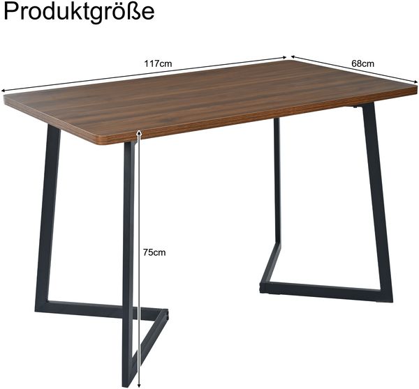 Merax Essgruppe (5-tlg),Esstisch mit 4 Stühlen Set, Moderner Küchentisch Set , Holzmaserung Küchentisch mit Schwarz Metallbeinen, MDF Tischplatte in Walnussfarbe,Dunkelgrün Samt Esszimmerstühle Bild 4