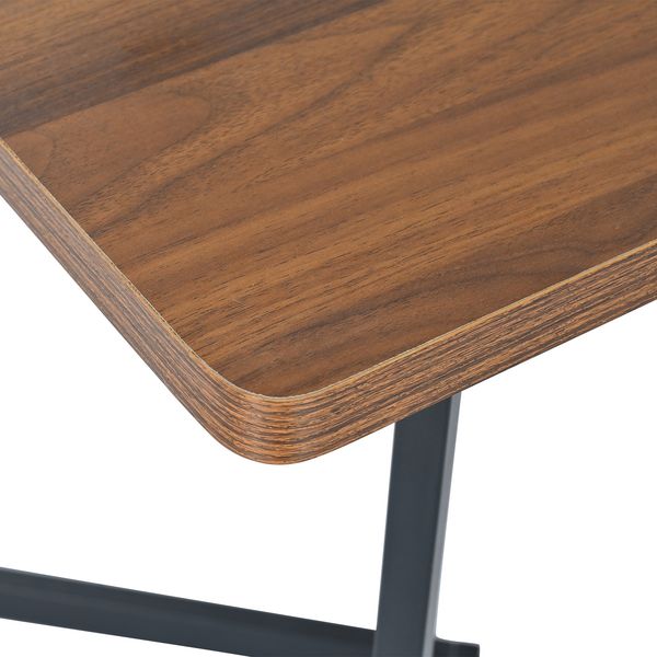 Merax Essgruppe (5-tlg),Esstisch mit 4 Stühlen Set, Moderner Küchentisch Set , Holzmaserung Küchentisch mit Schwarz Metallbeinen, MDF Tischplatte in Walnussfarbe,Dunkelgrün Samt Esszimmerstühle Bild 7