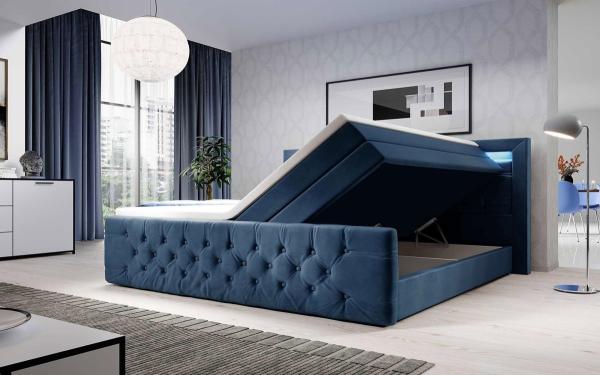 Boxspringbett Gloria 140x200 H4 Blau