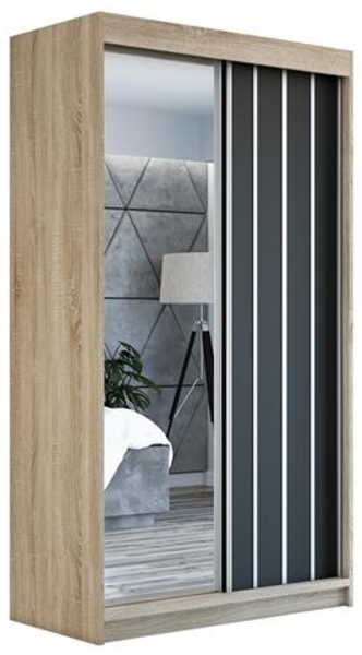 Schwebetürenschrank VIGO 2-türig Schrank 160 cm (mit Spiegel) Farbe: Sonoma, schwarz