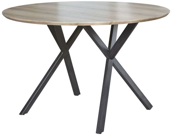 Esstisch HENK 120 cm Tischplatte 3D-Eiche Antik-Effekt rund