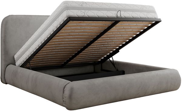 Bett mit Stauraum Polsterbett BENEA CLASSIC, Doppelbett mit Lattenrost Gepolstertes Kopfteil Gasdruckfeder Schlafzimmerbett - 200 x 200 cm - Hellgrau Velvet Bild 6