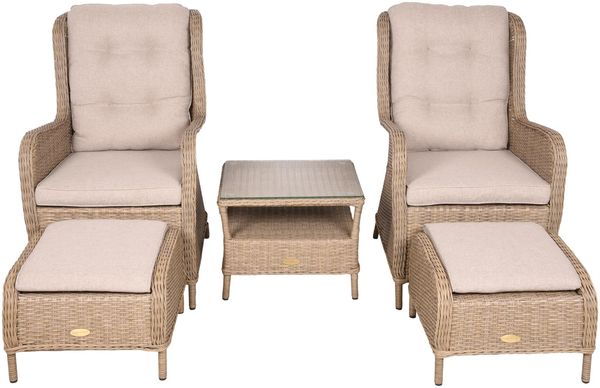 Gartenstuhl NARA mit Beistelltisch - Kunststoff, Beige, 90x68x98cm | Gartenstuhl-Set Relaxsessel Wetterfest Gartenstühle Outdoor