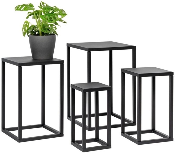 bremermann Blumenhocker 4er-Set, Metall-Blumenständer, Blumensäule schwarz
