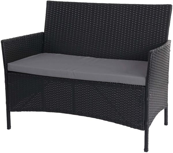 Poly-Rattan Gartenbank Halden, Sitzbank Bank ~ anthrazit, Kissen anthrazit