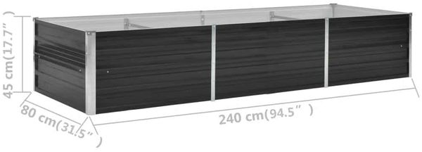 vidaXL Garten-Hochbeet Anthrazit 240 x 80 x 45 cm Verzinkter Stahl 45727 Bild 8