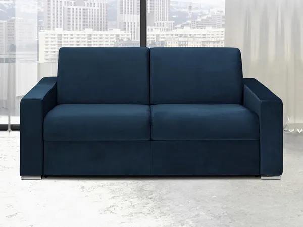 Vente-unique - CALITO Sofa SamtStoff Blau - B 223 cm94 cm x H 85 cm x L 194 cm