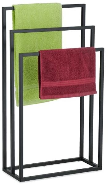 Relaxdays Schwarzer Handtuchständer 3 Stangen